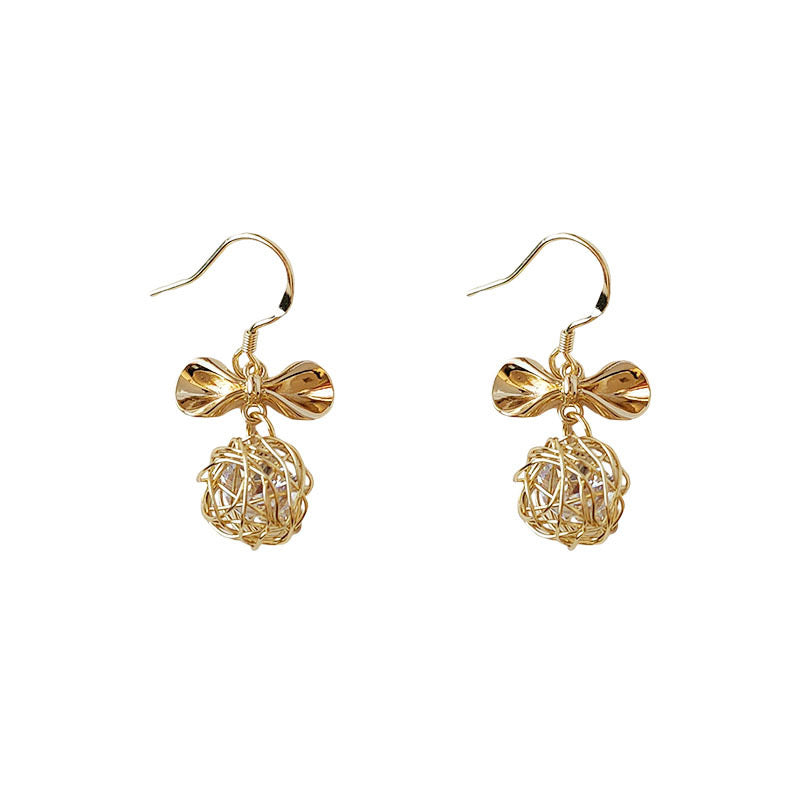 Crystal Golden Bow Earrings