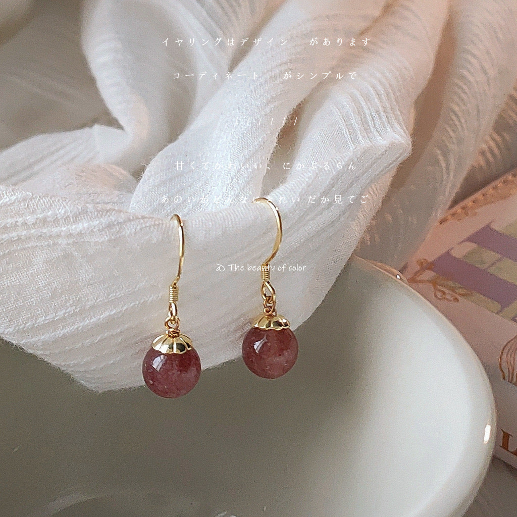 Pink Crystal Wire Hook Earing