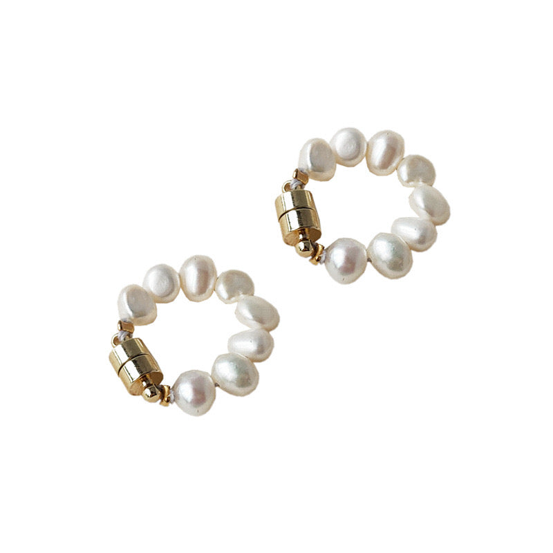 Magnetic Pearl Hoop Earing